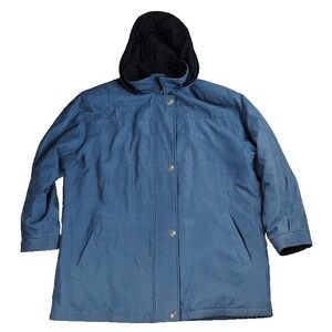 Forecaster Sport Large Blue Hooded Coat Jacket Size Lined Zip Snap‎ Winter ***